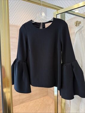 Black Bell-Sleeve Women's Top